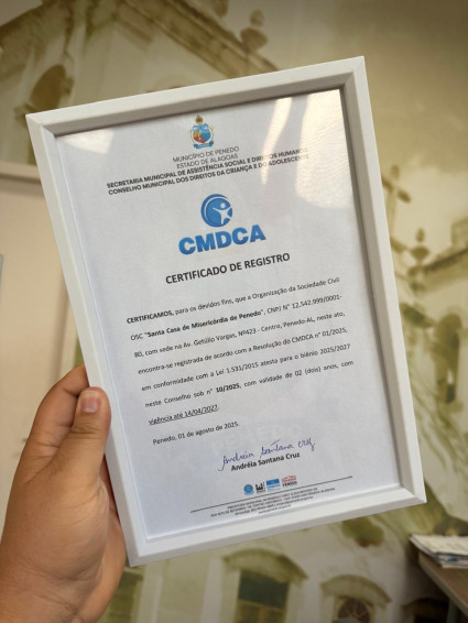 Santa Casa de Penedo é reconhecida pelo atendimento, promoção e defesa dos direitos da criança e do adolescente
