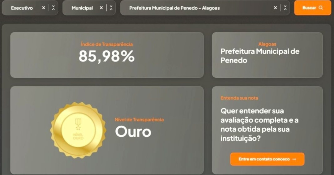 Penedo alcança destaque nacional em transparência governamental